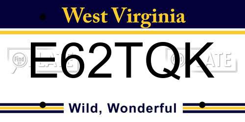 E62TQK West Virginia License Plate