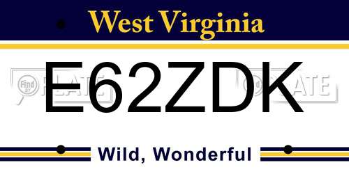 E62ZDK West Virginia License Plate