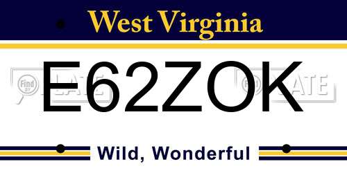 E62ZOK West Virginia License Plate