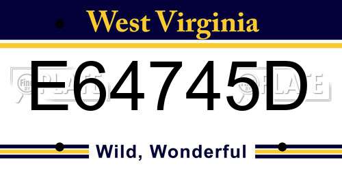 E64745D West Virginia License Plate