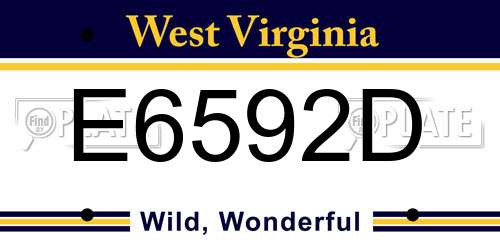 E6592D West Virginia License Plate