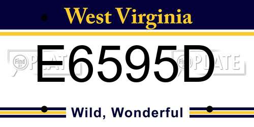 E6595D West Virginia License Plate