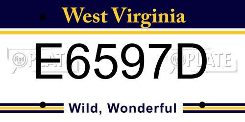E6597D West Virginia License Plate