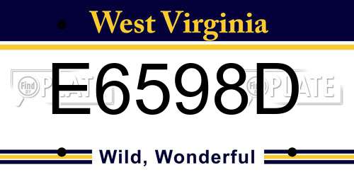 E6598D West Virginia License Plate