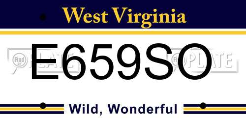 E659SO West Virginia License Plate