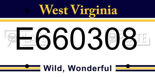E660308 West Virginia License Plate
