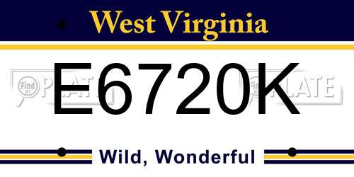 E6720K West Virginia License Plate