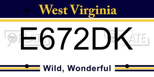 E672DK West Virginia License Plate