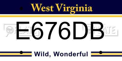 E676DB West Virginia License Plate