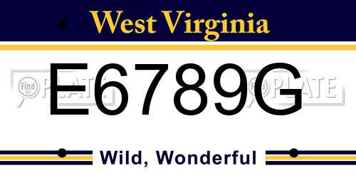 E6789G West Virginia License Plate