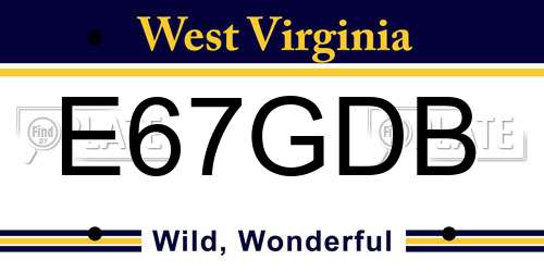 E67GDB West Virginia License Plate