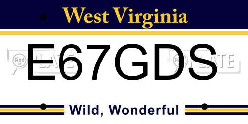 E67GDS West Virginia License Plate