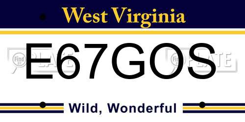 E67GOS West Virginia License Plate