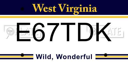 E67TDK West Virginia License Plate