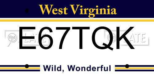 E67TQK West Virginia License Plate