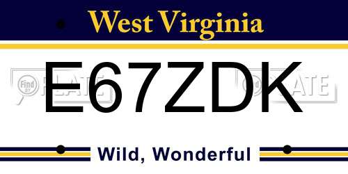 E67ZDK West Virginia License Plate