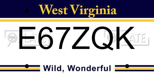 E67ZQK West Virginia License Plate