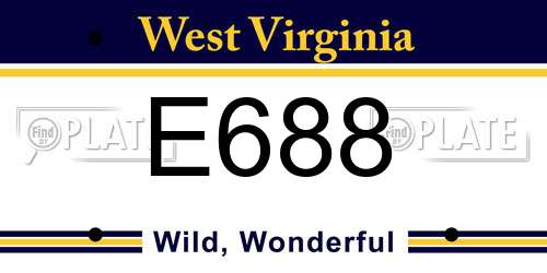 E688 West Virginia License Plate