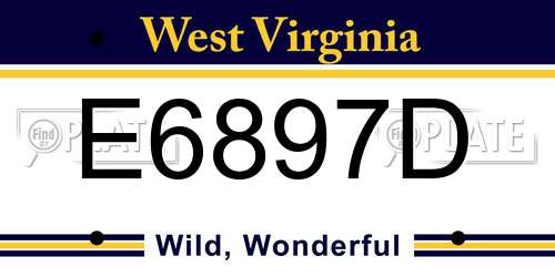 E6897D West Virginia License Plate