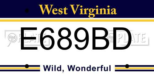 E689BD West Virginia License Plate