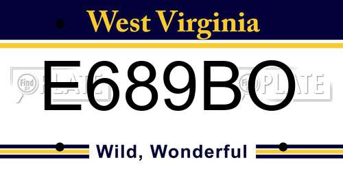 E689BO West Virginia License Plate
