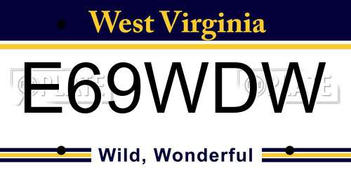 E69WDW West Virginia License Plate
