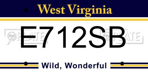 E712SB West Virginia License Plate