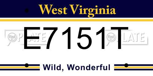 E7151T West Virginia License Plate