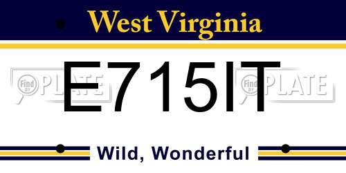 E715IT West Virginia License Plate