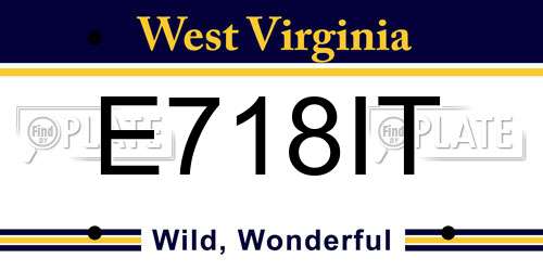 E718IT West Virginia License Plate