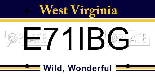 E71IBG West Virginia License Plate