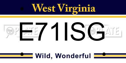 E71ISG West Virginia License Plate