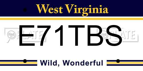 E71TBS West Virginia License Plate