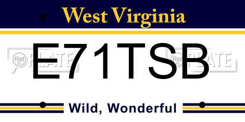 E71TSB West Virginia License Plate