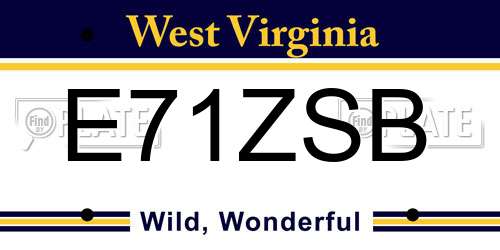 E71ZSB West Virginia License Plate