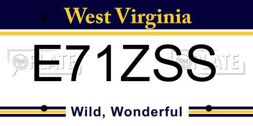 E71ZSS West Virginia License Plate