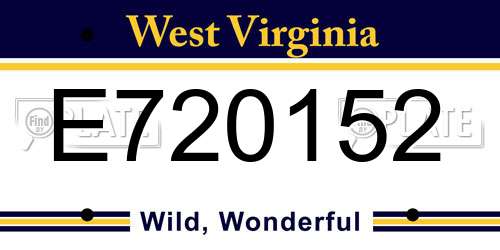 E720152 West Virginia License Plate