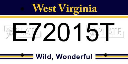 E72015T West Virginia License Plate