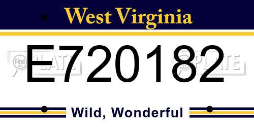 E720182 West Virginia License Plate