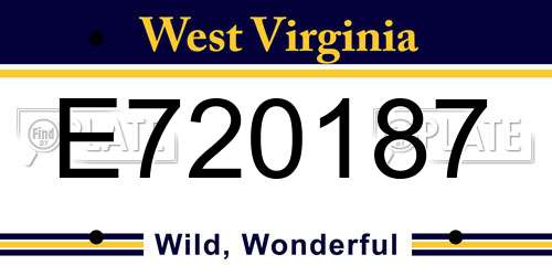 E720187 West Virginia License Plate