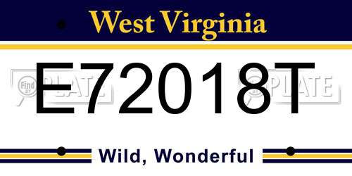 E72018T West Virginia License Plate