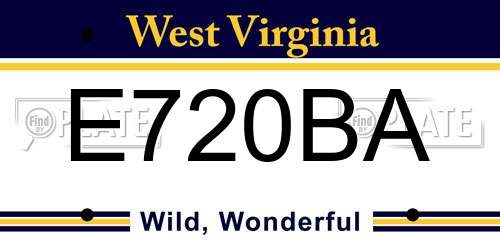 E720BA West Virginia License Plate