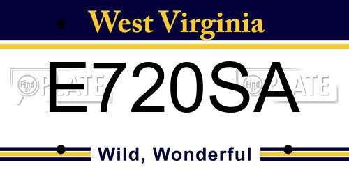 E720SA West Virginia License Plate