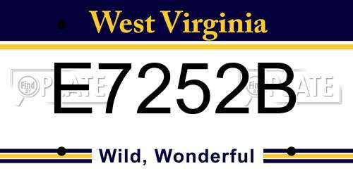 E7252B West Virginia License Plate