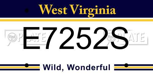 E7252S West Virginia License Plate