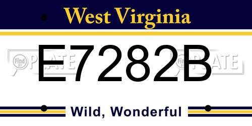 E7282B West Virginia License Plate