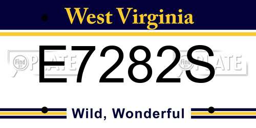 E7282S West Virginia License Plate