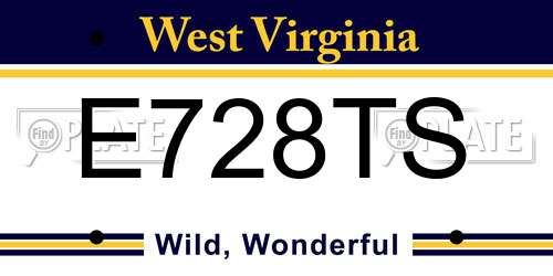 E728TS West Virginia License Plate