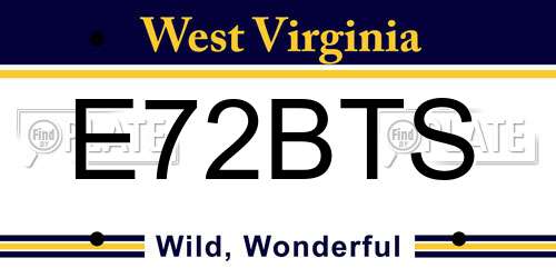E72BTS West Virginia License Plate