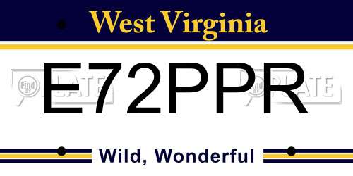 E72PPR West Virginia License Plate